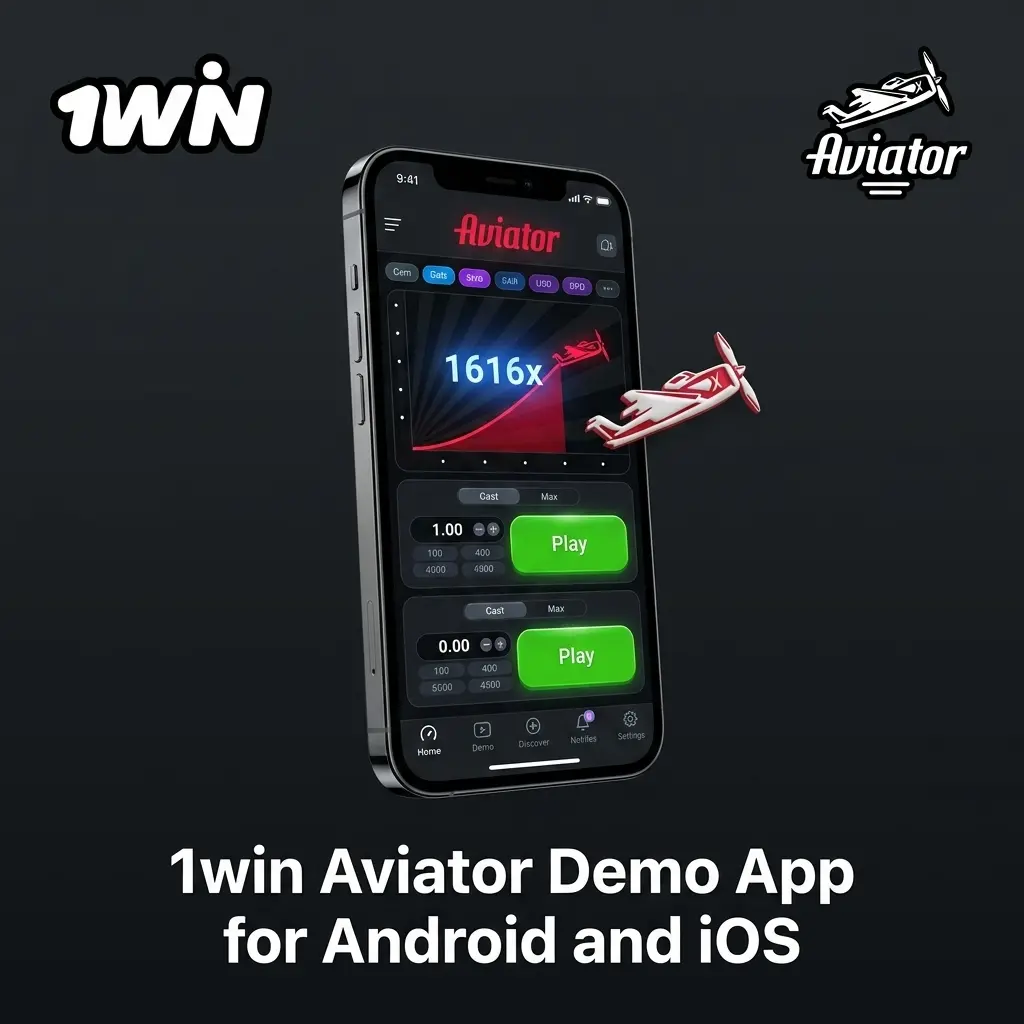 1win Aviator demo app interface displayed on Android and iOS mobile devices with auto-cashout controls
