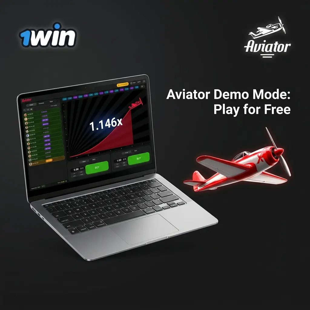 Aviator demo mode gameplay on 1win with virtual credits, showing multipliers and auto-cashout settings for free play