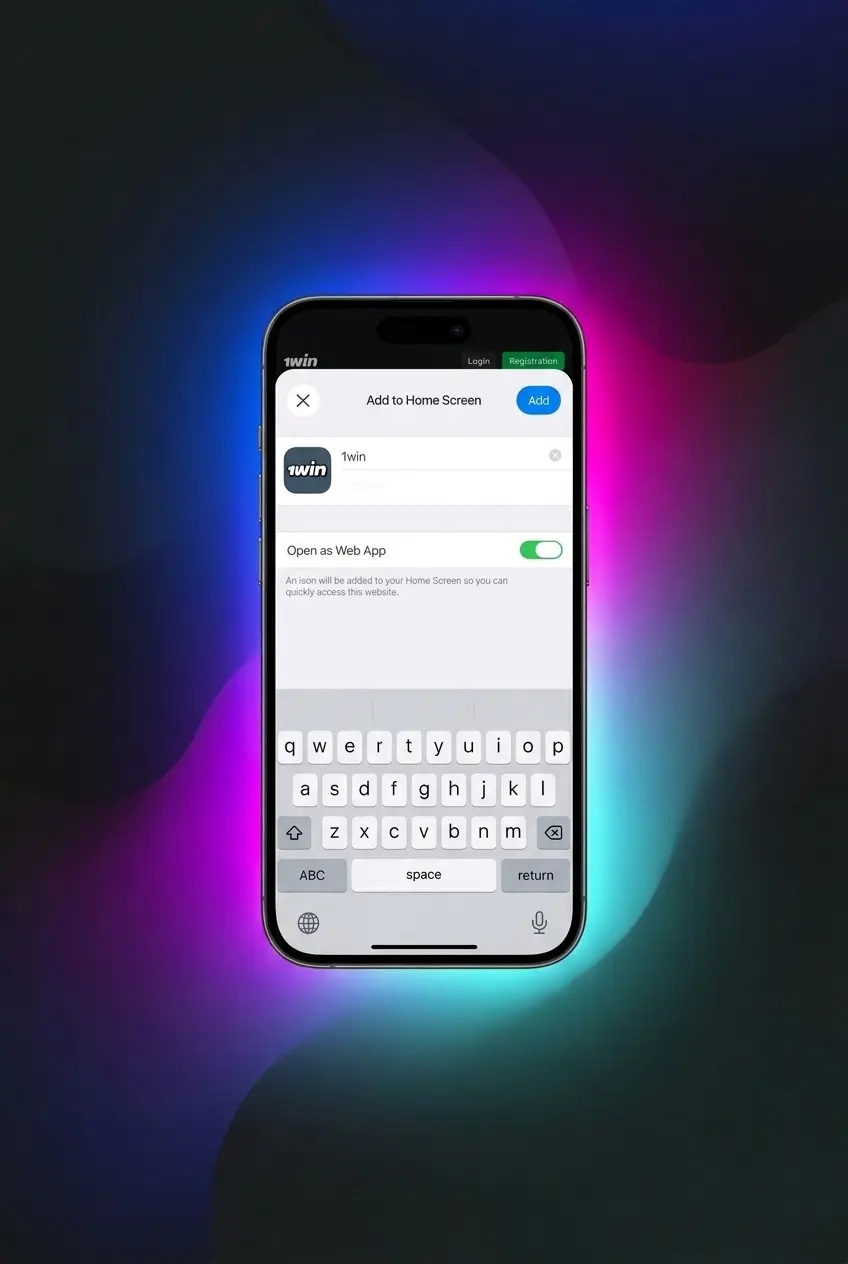 1win Aviator iOS PWA installation steps showing Safari Share menu and Add to Home Screen process on iPhone