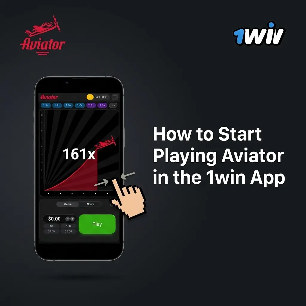 Steps to start playing Aviator on 1win app including registration, deposit, KYC verification, and launching the game